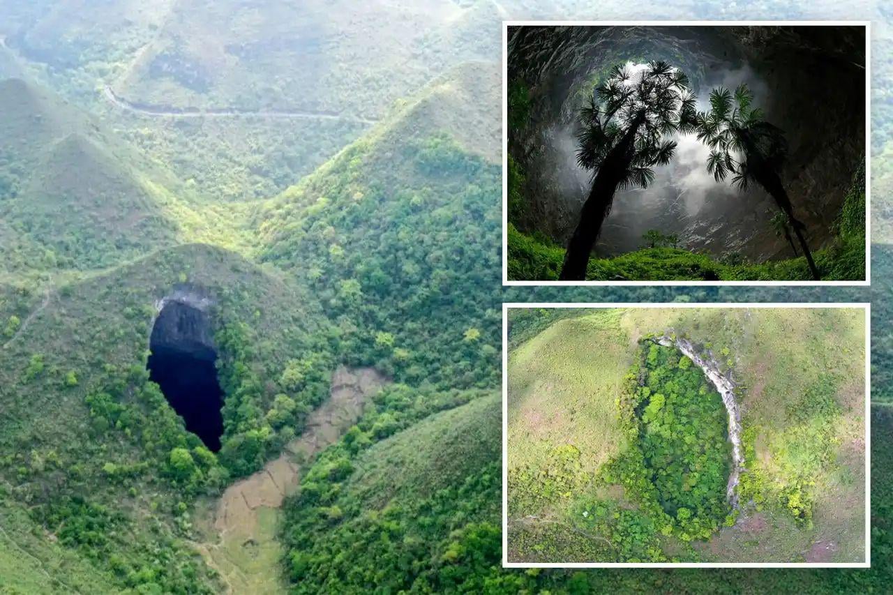 中国の巨大シンクホールに異世界発見！深さ192mの地下森林ヤバすぎ