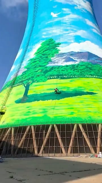 中国さん、巨大冷却塔をアートにしたらマジですげええええ！