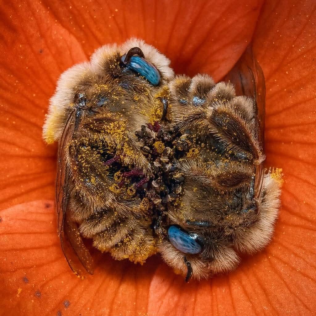 ミツバチさん、マジか！花のベッドで仲良くおやすみ…かわええええ