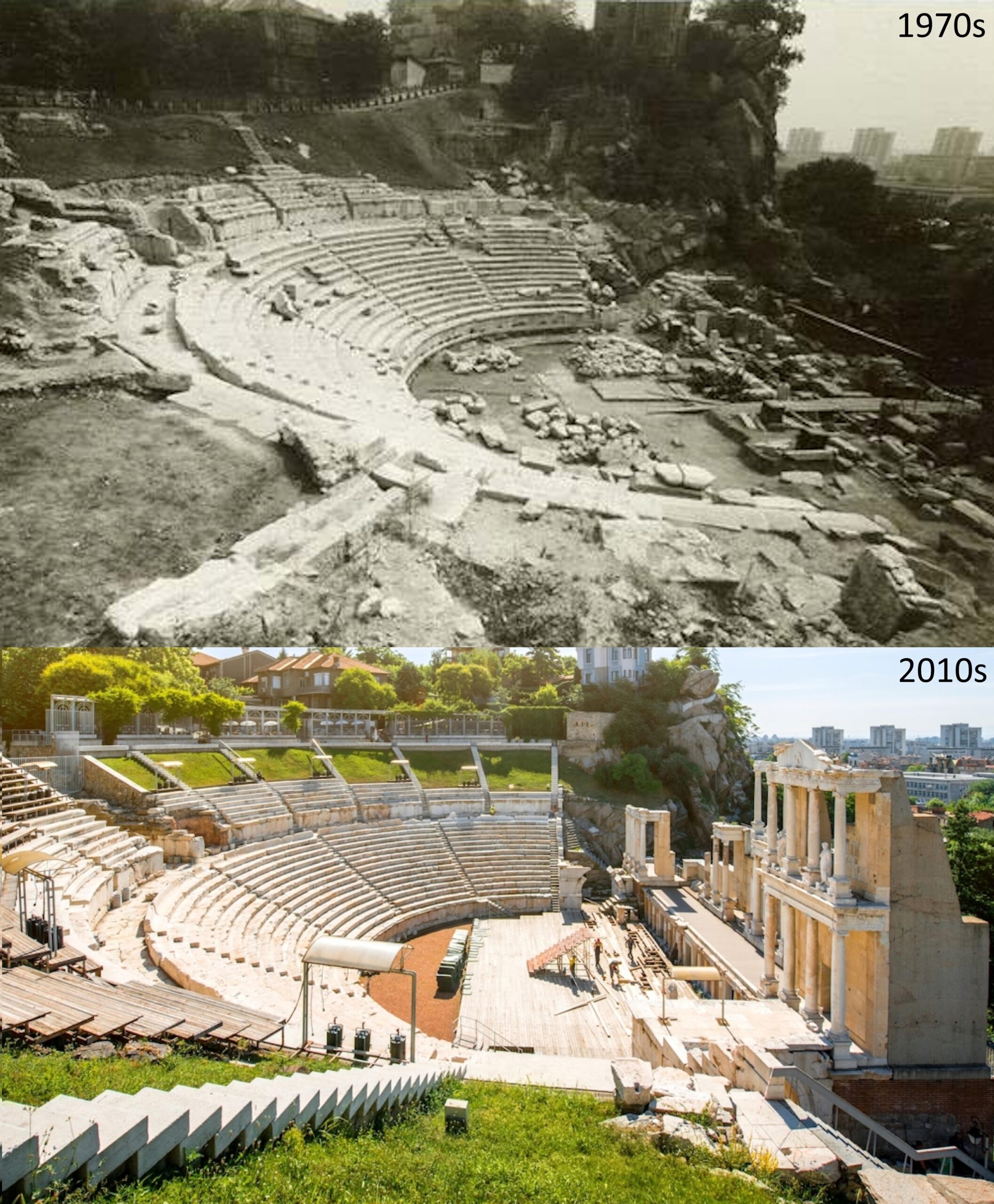 【写真】 【悲報】ブルガリアのローマ劇場、70年代から2010年代にかけて変わり果てた姿に…
