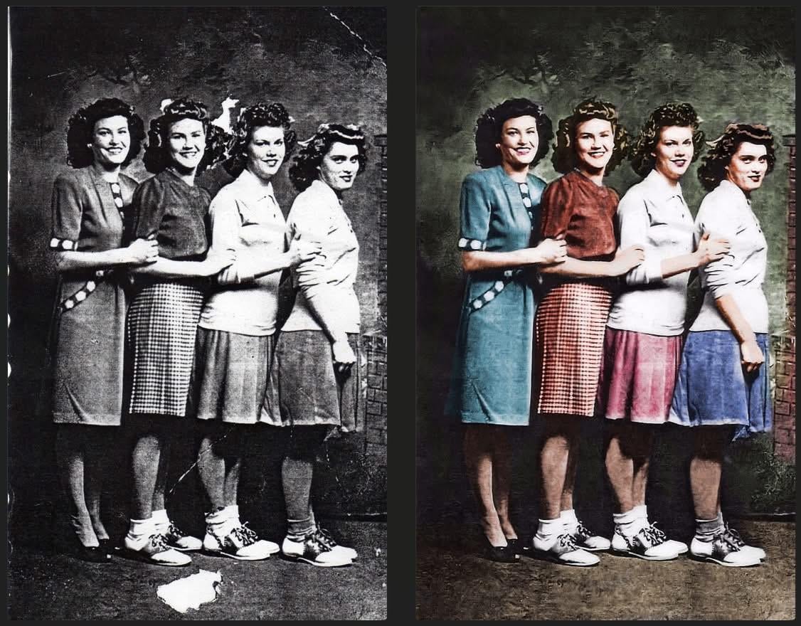 【モノクロ→カラー】 【白黒写真】1940～50年代の海外のお婆様たち、カラーで蘇る！