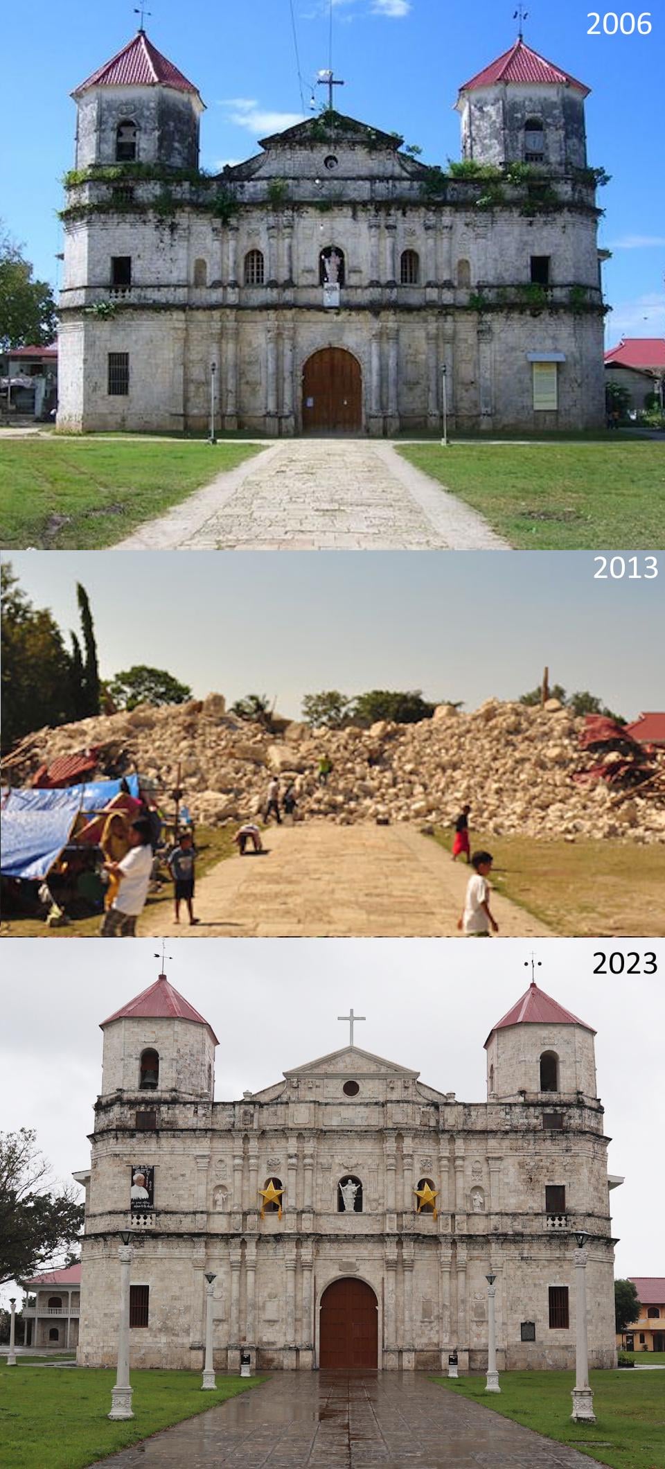 【写真】 フィリピンの教会、地震で崩壊→再建の軌跡（2006-2023）がヤバい